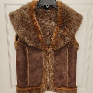 Cejon Brown Tan Faux Fur Vest Size Medoum